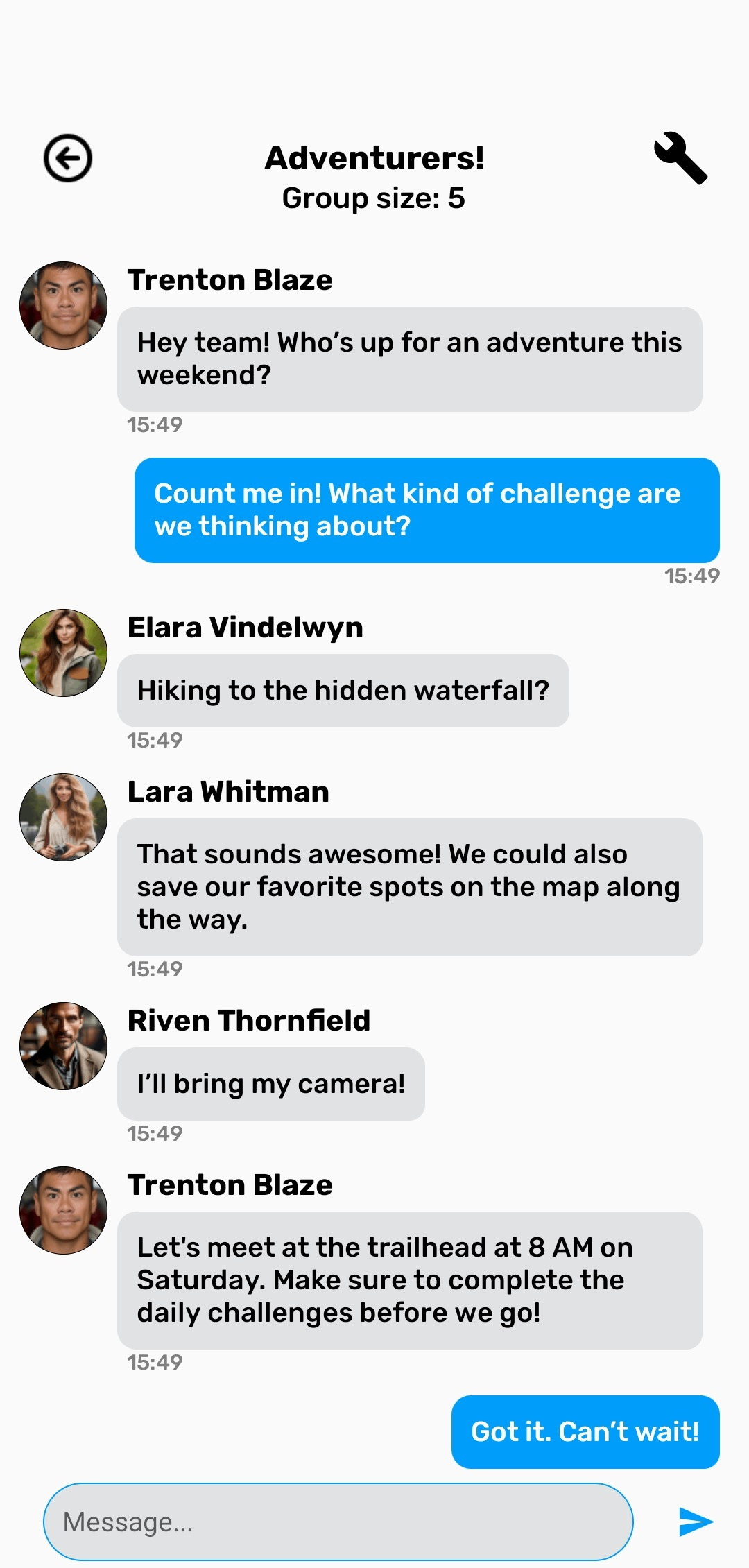 Adventure Buddy chats screenshot